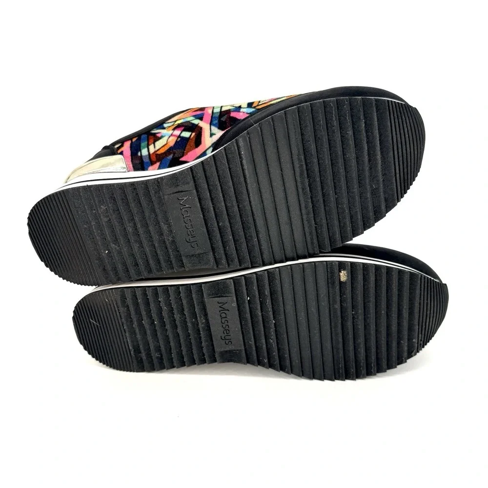 Masseys Ophelia Womens Black Mutli 6.5 Lace Up Sneakers w/ Red Laces